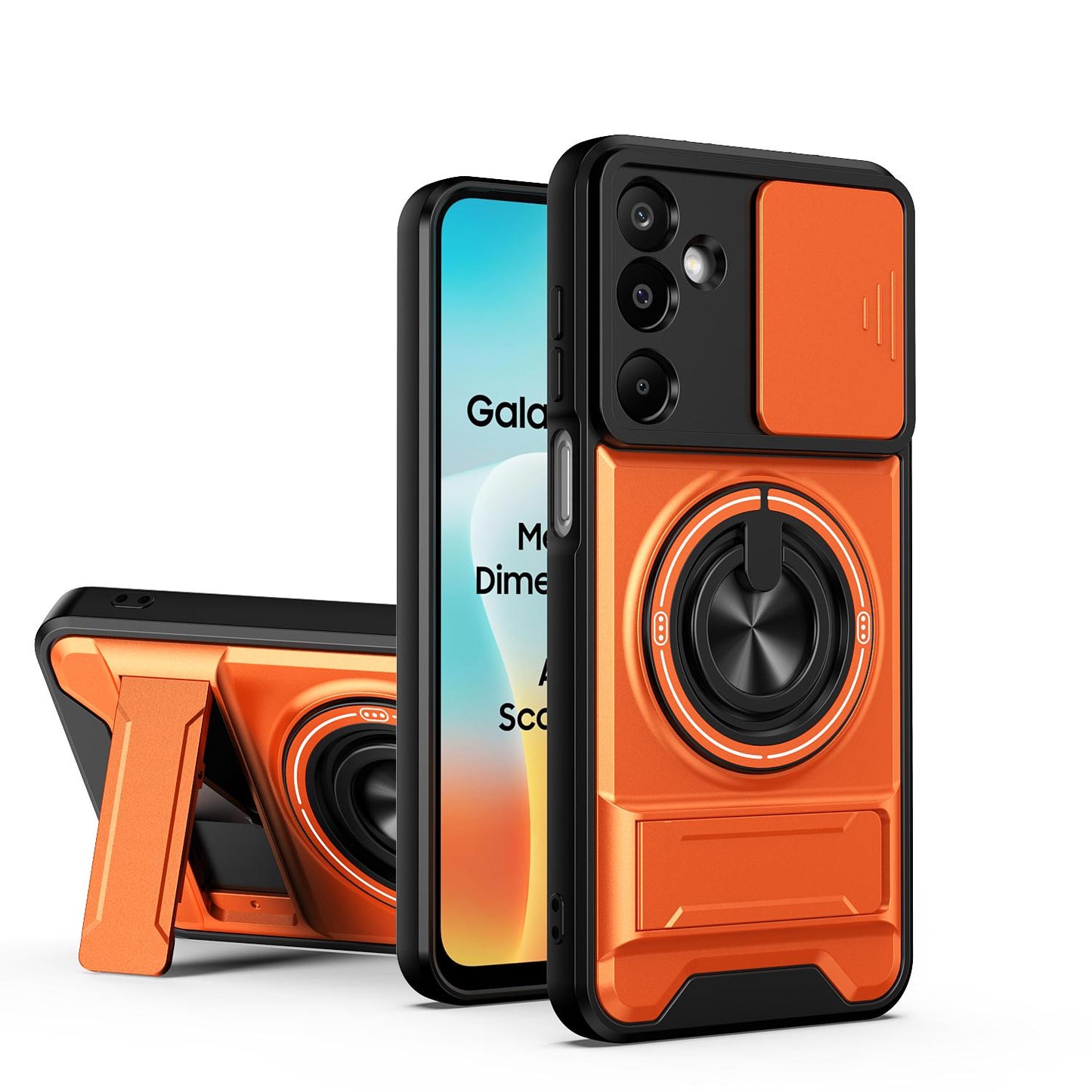 Samsung Galaxy M16 5G Multifunctional Magnetic Shockproof Phone Case with Sliding Lens Window Stand Cover