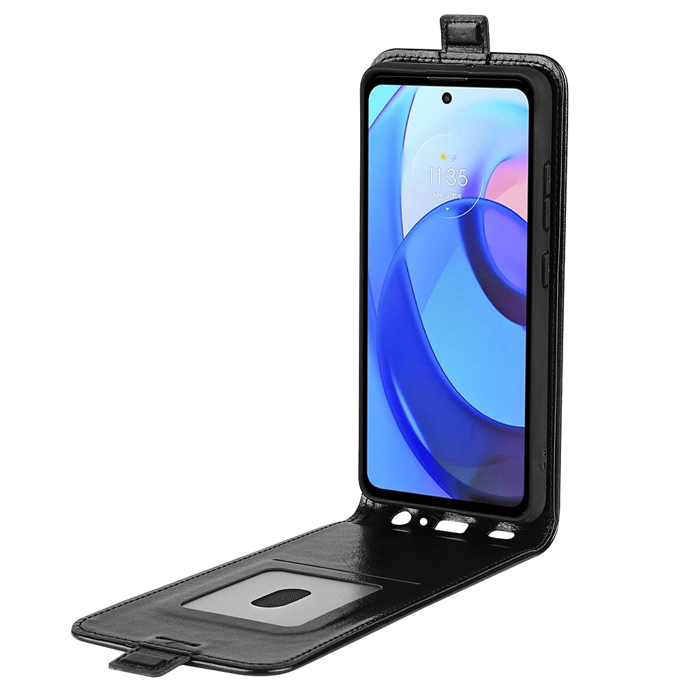 Motorola Moto E30 Texture Vertical Flip Leather Wallet Case with Card Slot, PU TPU Shockproof Protective Cover, Anti-Drop Magnetic Folio Phone Case