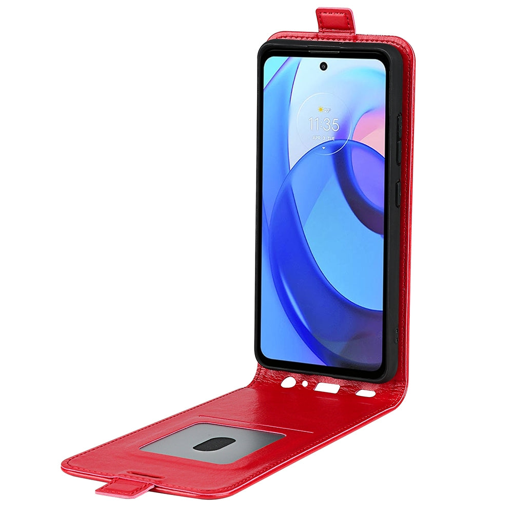 Motorola Moto E30 Texture Vertical Flip Leather Wallet Case with Card Slot, PU TPU Shockproof Protective Cover, Anti-Drop Magnetic Folio Phone Case