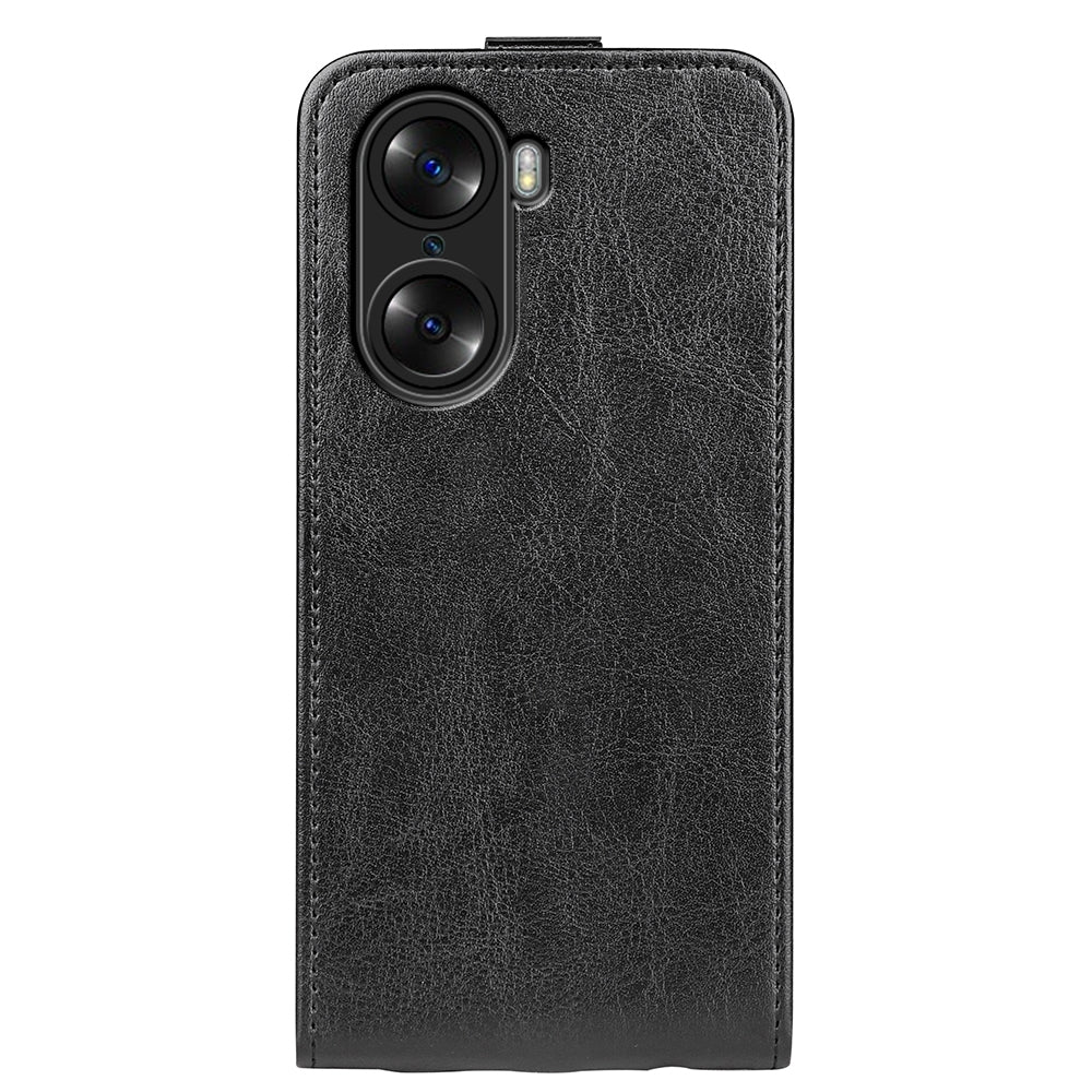 Honor 60 Texture Vertical Flip Leather Wallet Case with Card Slot, PU TPU Shockproof Protective Cover, Anti-Drop Magnetic Folio Phone Case