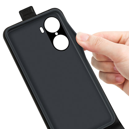 Honor 60 Texture Vertical Flip Leather Wallet Case with Card Slot, PU TPU Shockproof Protective Cover, Anti-Drop Magnetic Folio Phone Case
