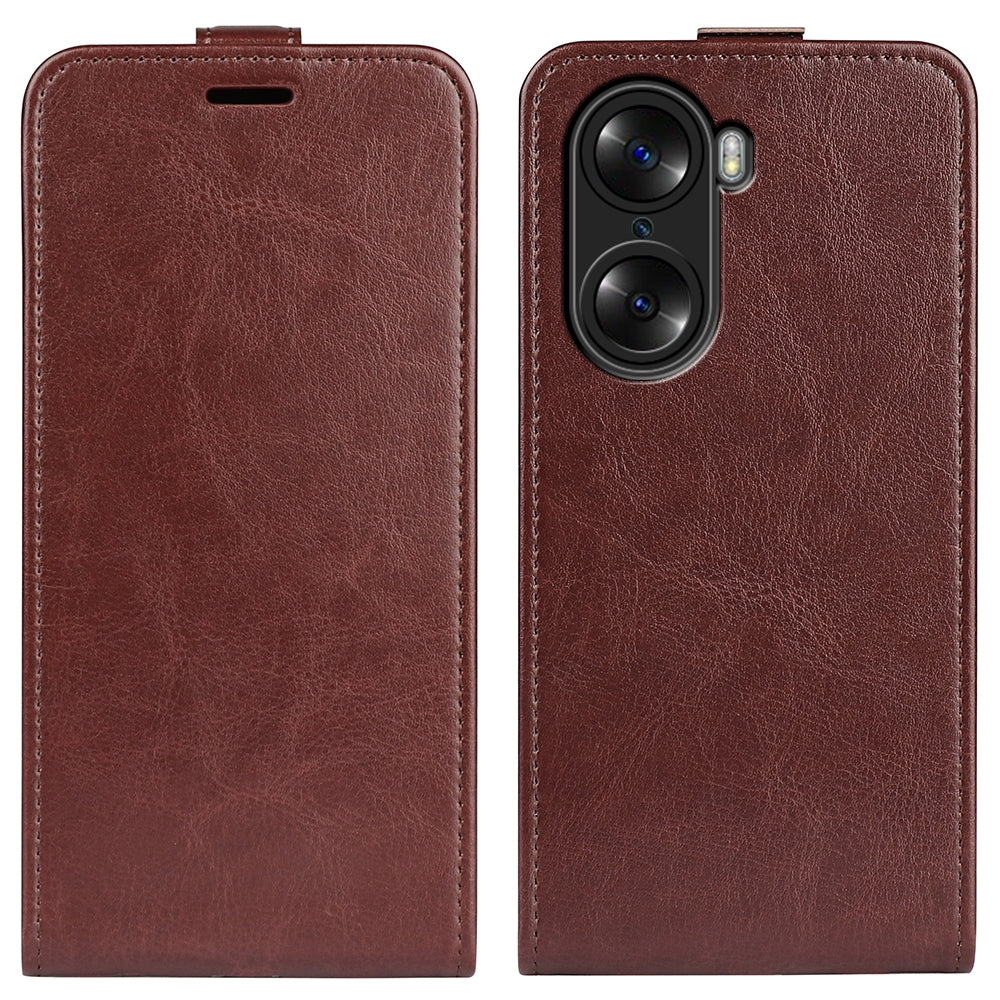 Honor 60 Texture Vertical Flip Leather Wallet Case with Card Slot, PU TPU Shockproof Protective Cover, Anti-Drop Magnetic Folio Phone Case