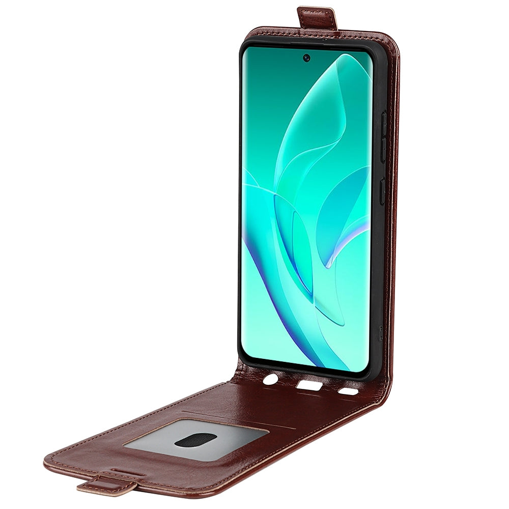 Honor 60 Texture Vertical Flip Leather Wallet Case with Card Slot, PU TPU Shockproof Protective Cover, Anti-Drop Magnetic Folio Phone Case