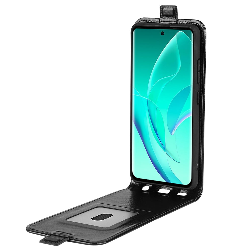 Honor 60 Pro Texture Vertical Flip Leather Wallet Case with Card Slot, PU TPU Shockproof Protective Cover, Anti-Drop Magnetic Folio Phone Case