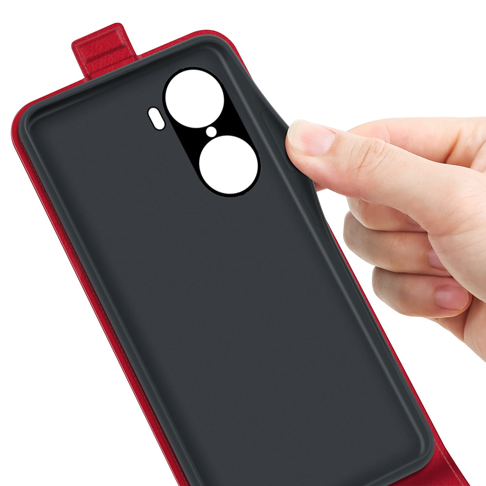 Honor 60 Pro Texture Vertical Flip Leather Wallet Case with Card Slot, PU TPU Shockproof Protective Cover, Anti-Drop Magnetic Folio Phone Case