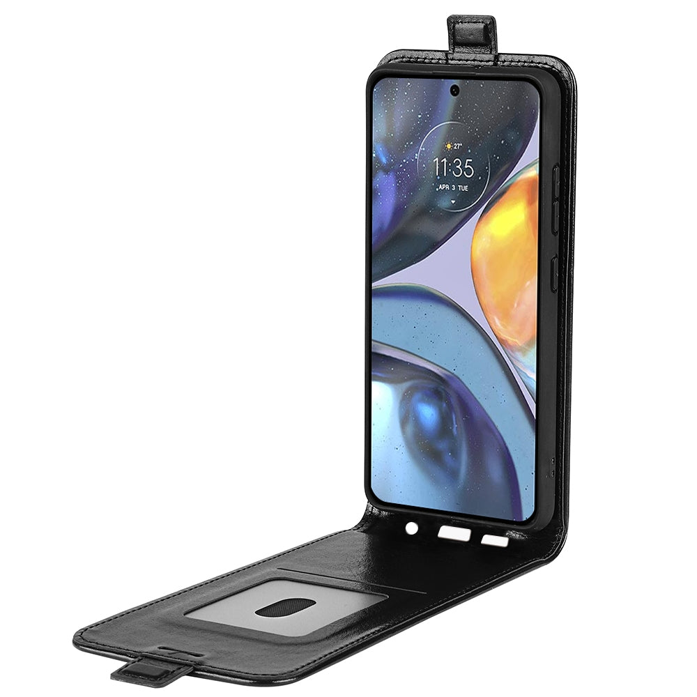 Motorola Moto G22 4G Texture Vertical Flip Leather Wallet Case with Card Slot, PU TPU Shockproof Protective Cover, Anti-Drop Magnetic Folio Phone Case