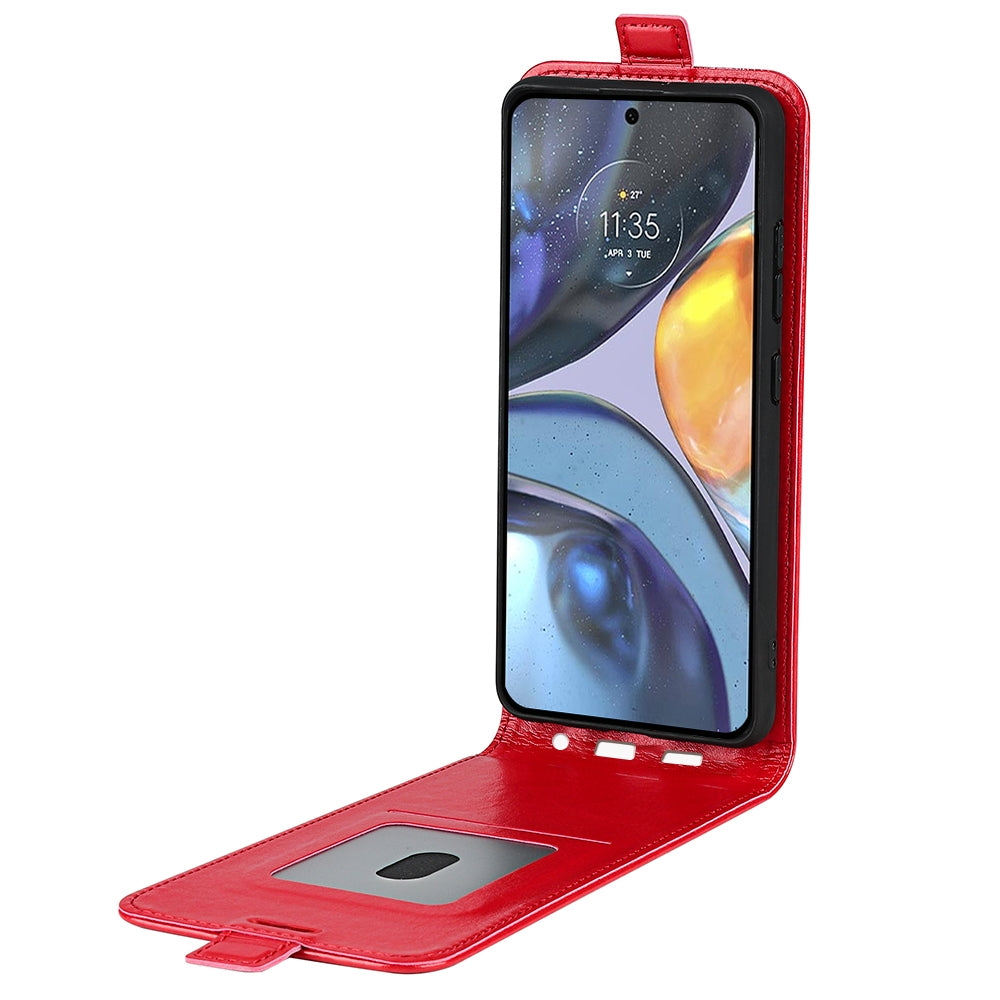 Motorola Moto G22 4G Texture Vertical Flip Leather Wallet Case with Card Slot, PU TPU Shockproof Protective Cover, Anti-Drop Magnetic Folio Phone Case