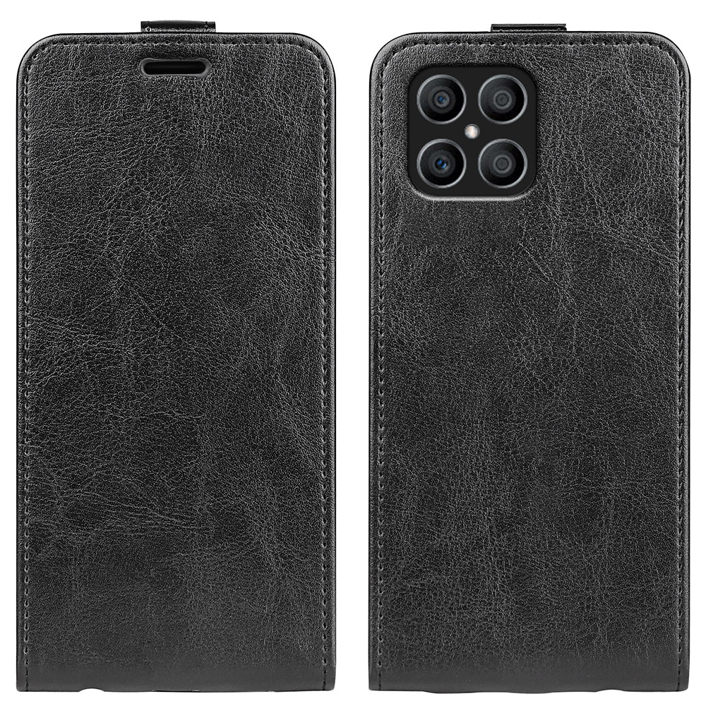 Honor X8 Texture Vertical Flip Leather Wallet Case with Card Slot, PU TPU Shockproof Protective Cover, Anti-Drop Magnetic Folio Phone Case