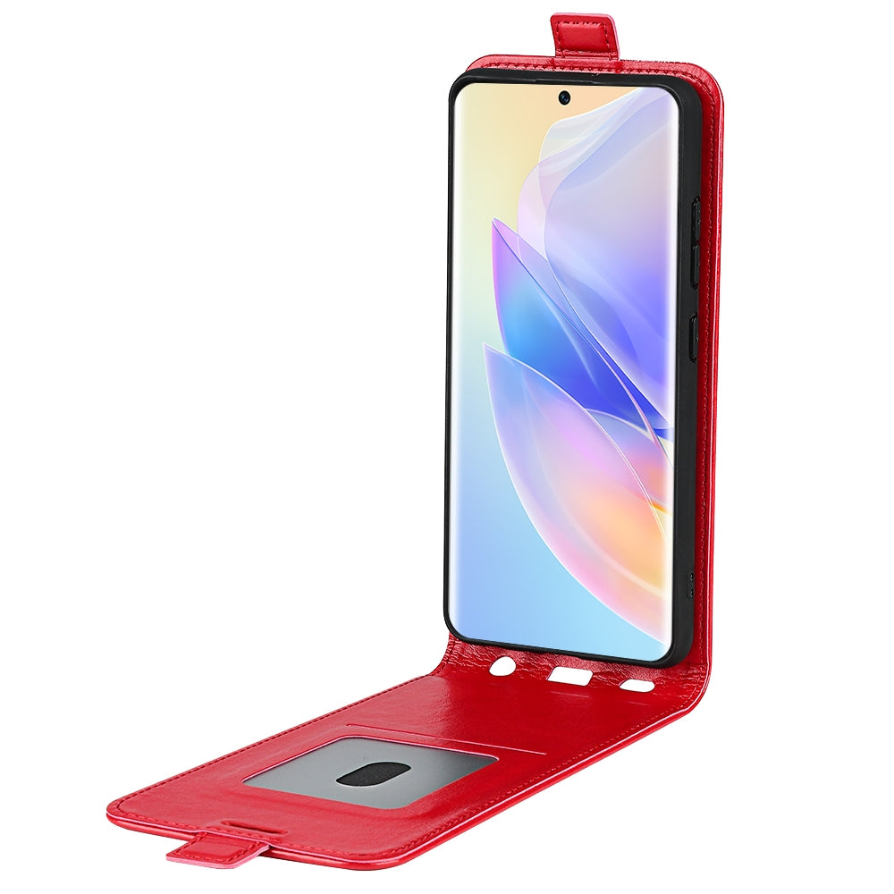 Honor 60 SE 5G Texture Vertical Flip Leather Wallet Case with Card Slot, PU TPU Shockproof Protective Cover, Anti-Drop Magnetic Folio Phone Case
