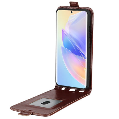 Honor 60 SE 5G Texture Vertical Flip Leather Wallet Case with Card Slot, PU TPU Shockproof Protective Cover, Anti-Drop Magnetic Folio Phone Case