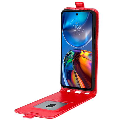 Motorola Moto E32 4G Texture Vertical Flip Leather Wallet Case with Card Slot, PU TPU Shockproof Protective Cover, Anti-Drop Magnetic Folio Phone Case