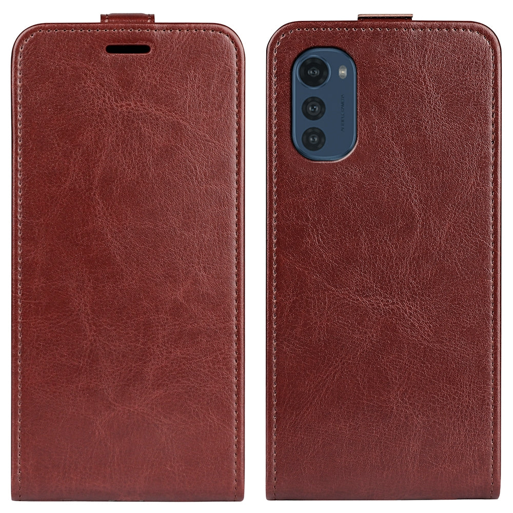 Motorola Moto E32 4G Texture Vertical Flip Leather Wallet Case with Card Slot, PU TPU Shockproof Protective Cover, Anti-Drop Magnetic Folio Phone Case