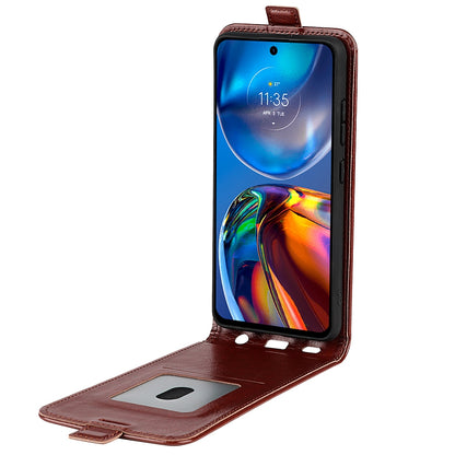 Motorola Moto E32 4G Texture Vertical Flip Leather Wallet Case with Card Slot, PU TPU Shockproof Protective Cover, Anti-Drop Magnetic Folio Phone Case