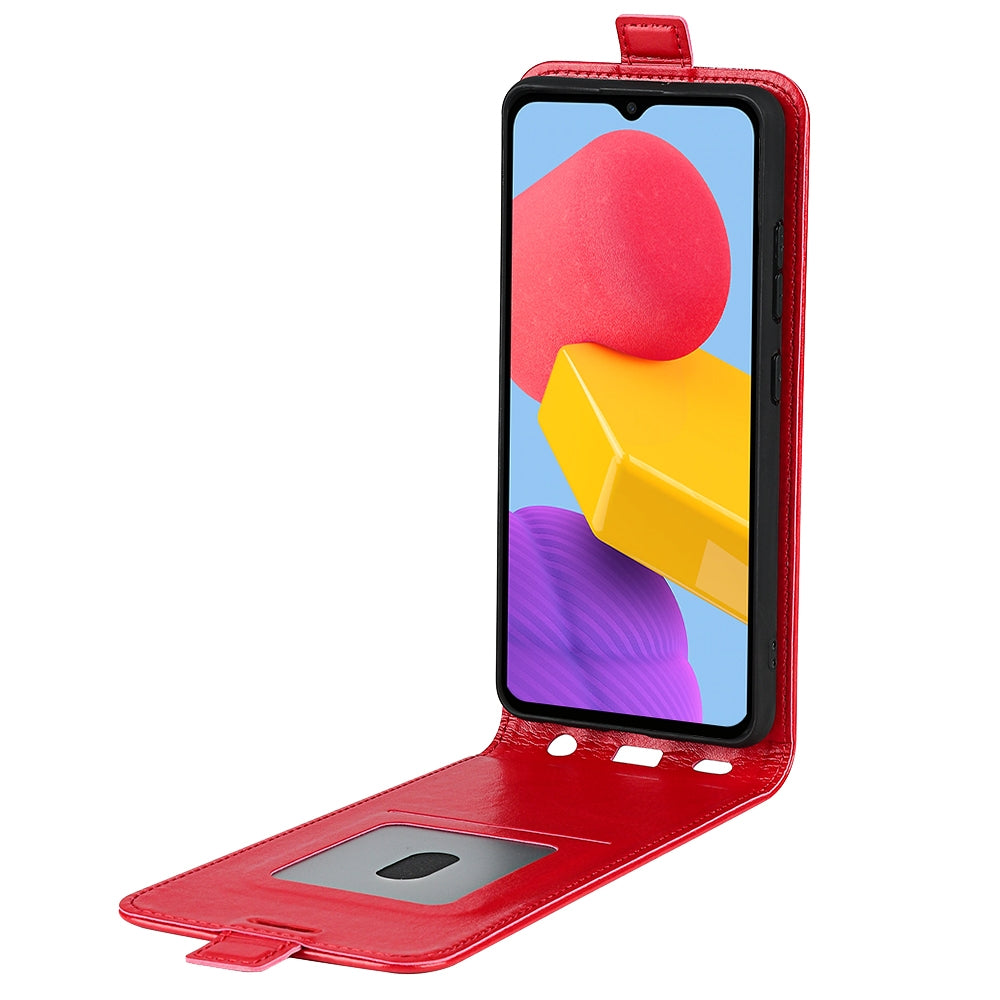 Samsung Galaxy M13 4G Texture Vertical Flip Leather Wallet Case with Card Slot, PU TPU Shockproof Protective Cover, Anti-Drop Magnetic Folio Phone Case