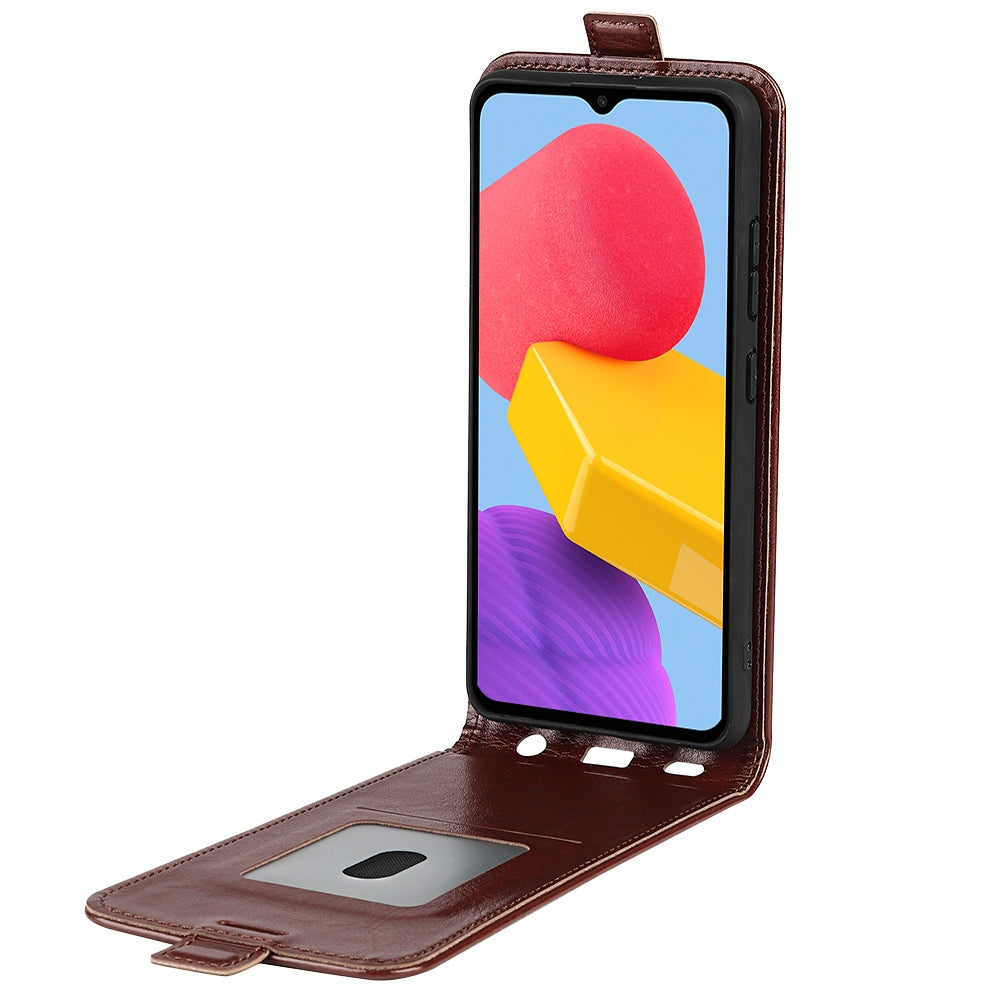 Samsung Galaxy M13 4G Texture Vertical Flip Leather Wallet Case with Card Slot, PU TPU Shockproof Protective Cover, Anti-Drop Magnetic Folio Phone Case