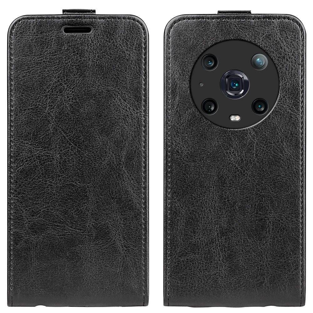Honor Magic4 Pro Texture Vertical Flip Leather Wallet Case with Card Slot, PU TPU Shockproof Protective Cover, Anti-Drop Magnetic Folio Phone Case