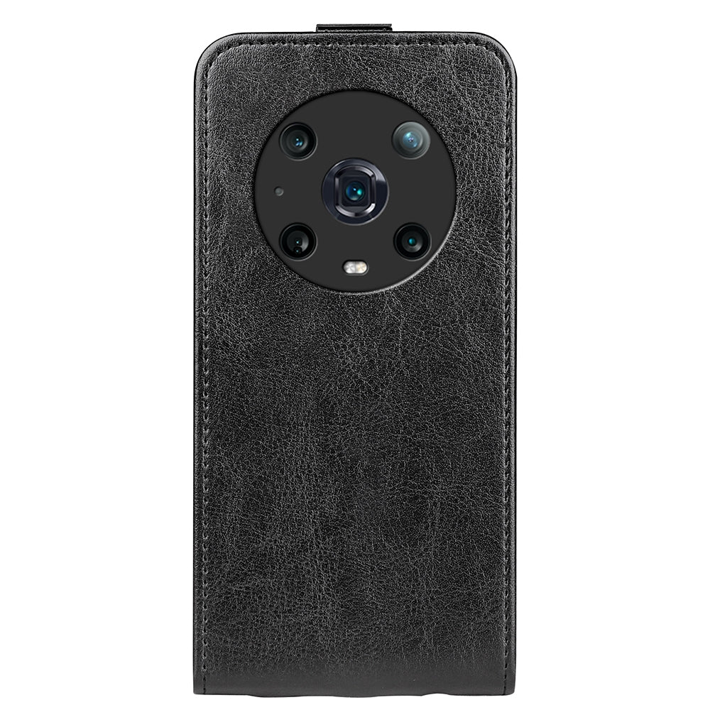 Honor Magic4 Pro Texture Vertical Flip Leather Wallet Case with Card Slot, PU TPU Shockproof Protective Cover, Anti-Drop Magnetic Folio Phone Case