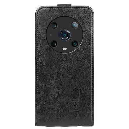 Honor Magic4 Pro Texture Vertical Flip Leather Wallet Case with Card Slot, PU TPU Shockproof Protective Cover, Anti-Drop Magnetic Folio Phone Case