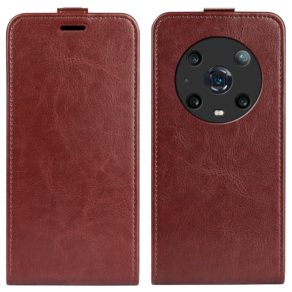 Honor Magic4 Pro Texture Vertical Flip Leather Wallet Case with Card Slot, PU TPU Shockproof Protective Cover, Anti-Drop Magnetic Folio Phone Case