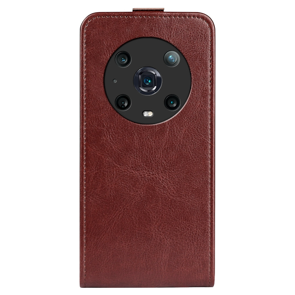 Honor Magic4 Pro Texture Vertical Flip Leather Wallet Case with Card Slot, PU TPU Shockproof Protective Cover, Anti-Drop Magnetic Folio Phone Case