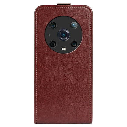 Honor Magic4 Pro Texture Vertical Flip Leather Wallet Case with Card Slot, PU TPU Shockproof Protective Cover, Anti-Drop Magnetic Folio Phone Case