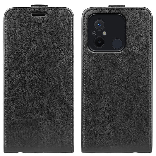 Xiaomi Redmi 12C Texture Vertical Flip Leather Wallet Case with Card Slot, PU TPU Shockproof Protective Cover, Anti-Drop Magnetic Folio Phone Case
