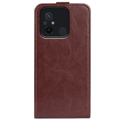 Xiaomi Redmi 12C Texture Vertical Flip Leather Wallet Case with Card Slot, PU TPU Shockproof Protective Cover, Anti-Drop Magnetic Folio Phone Case