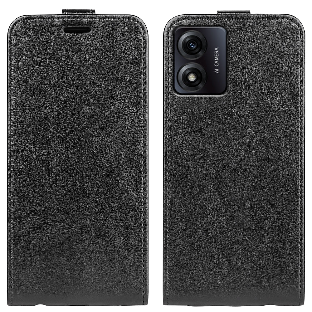 Motorola Moto E13 Texture Vertical Flip Leather Wallet Case with Card Slot, PU TPU Shockproof Protective Cover, Anti-Drop Magnetic Folio Phone Case