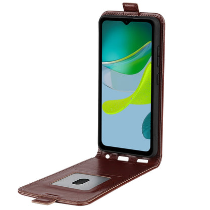 Motorola Moto E13 Texture Vertical Flip Leather Wallet Case with Card Slot, PU TPU Shockproof Protective Cover, Anti-Drop Magnetic Folio Phone Case