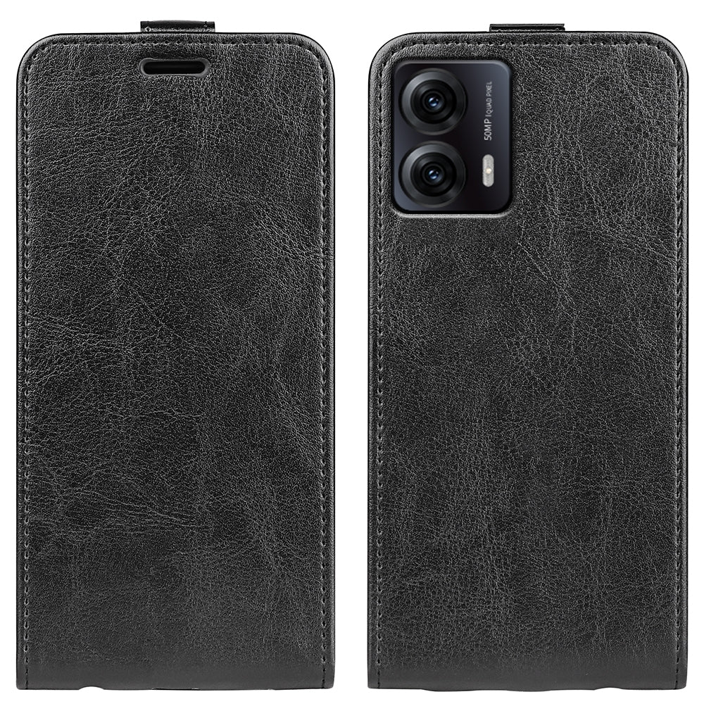 Motorola Moto G53 Texture Vertical Flip Leather Wallet Case with Card Slot, PU TPU Shockproof Protective Cover, Anti-Drop Magnetic Folio Phone Case