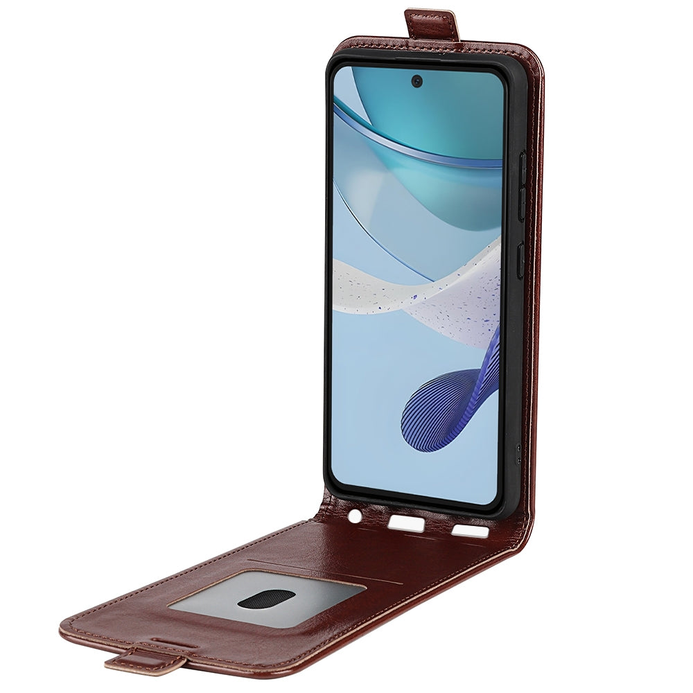 Motorola Moto G53 Texture Vertical Flip Leather Wallet Case with Card Slot, PU TPU Shockproof Protective Cover, Anti-Drop Magnetic Folio Phone Case