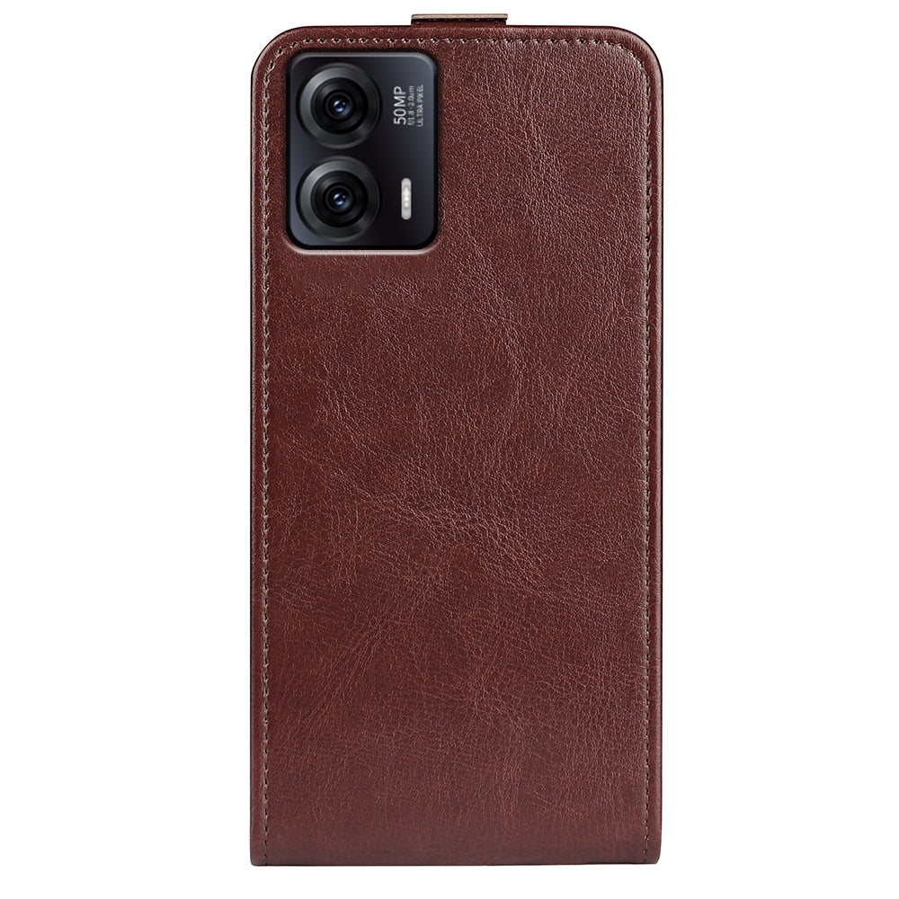 Motorola Moto G73 Texture Vertical Flip Leather Wallet Case with Card Slot, PU TPU Shockproof Protective Cover, Anti-Drop Magnetic Folio Phone Case