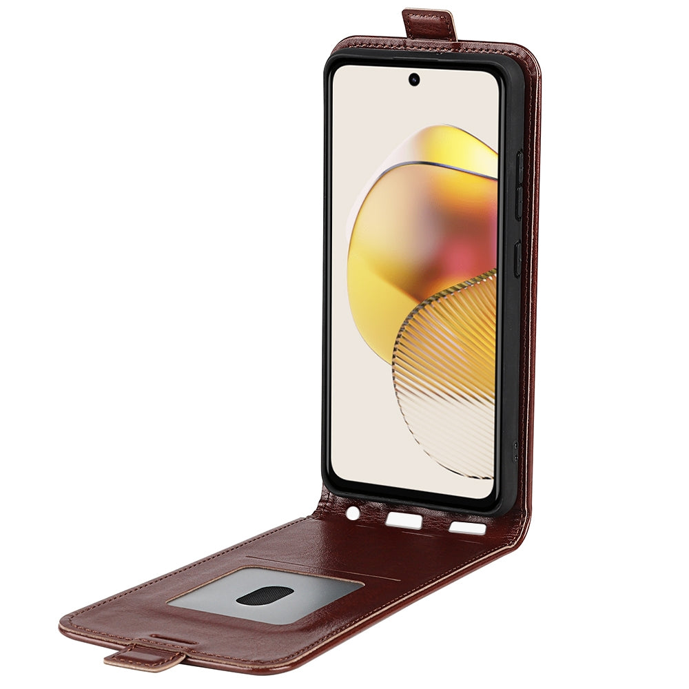 Motorola Moto G73 Texture Vertical Flip Leather Wallet Case with Card Slot, PU TPU Shockproof Protective Cover, Anti-Drop Magnetic Folio Phone Case