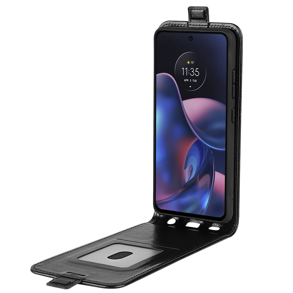 Motorola Moto Edge 2022 Texture Vertical Flip Leather Wallet Case with Card Slot, PU TPU Shockproof Protective Cover, Anti-Drop Magnetic Folio Phone Case