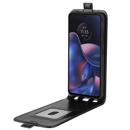 Motorola Moto Edge 2022 Texture Vertical Flip Leather Wallet Case with Card Slot, PU TPU Shockproof Protective Cover, Anti-Drop Magnetic Folio Phone Case