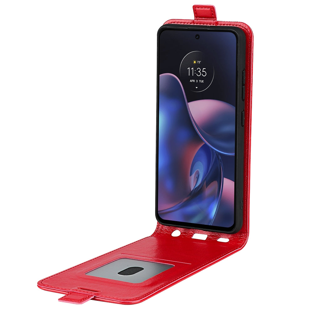 Motorola Moto Edge 2022 Texture Vertical Flip Leather Wallet Case with Card Slot, PU TPU Shockproof Protective Cover, Anti-Drop Magnetic Folio Phone Case