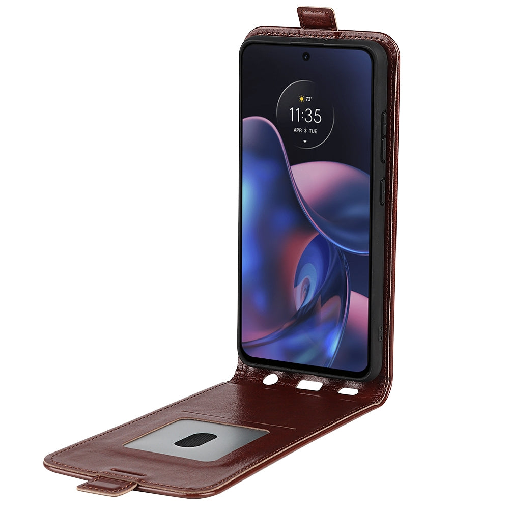 Motorola Moto Edge 2022 Texture Vertical Flip Leather Wallet Case with Card Slot, PU TPU Shockproof Protective Cover, Anti-Drop Magnetic Folio Phone Case
