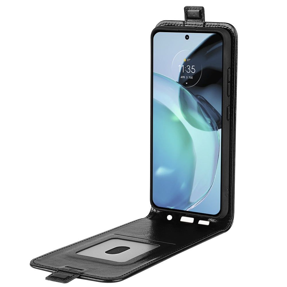 Motorola Moto G72 Texture Vertical Flip Leather Wallet Case with Card Slot, PU TPU Shockproof Protective Cover, Anti-Drop Magnetic Folio Phone Case