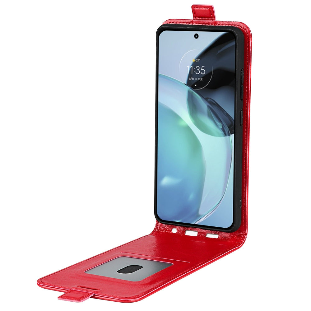 Motorola Moto G72 Texture Vertical Flip Leather Wallet Case with Card Slot, PU TPU Shockproof Protective Cover, Anti-Drop Magnetic Folio Phone Case