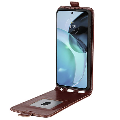 Motorola Moto G72 Texture Vertical Flip Leather Wallet Case with Card Slot, PU TPU Shockproof Protective Cover, Anti-Drop Magnetic Folio Phone Case