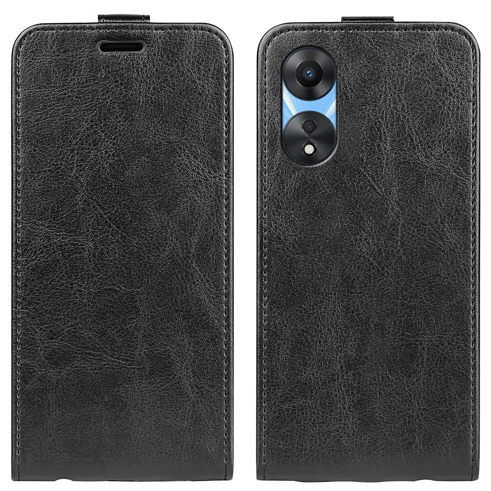 OPPO A58 5G Texture Vertical Flip Leather Wallet Case with Card Slot, PU TPU Shockproof Protective Cover, Anti-Drop Magnetic Folio Phone Case