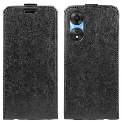 OPPO A58 5G Texture Vertical Flip Leather Wallet Case with Card Slot, PU TPU Shockproof Protective Cover, Anti-Drop Magnetic Folio Phone Case