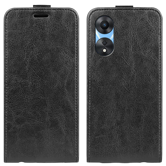 OPPO A58 5G Texture Vertical Flip Leather Wallet Case with Card Slot, PU TPU Shockproof Protective Cover, Anti-Drop Magnetic Folio Phone Case