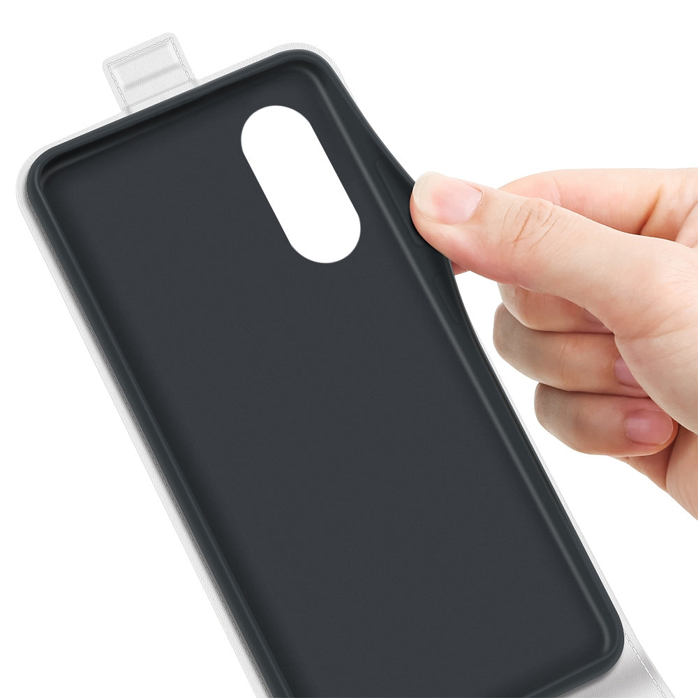 OPPO A58 5G Texture Vertical Flip Leather Wallet Case with Card Slot, PU TPU Shockproof Protective Cover, Anti-Drop Magnetic Folio Phone Case