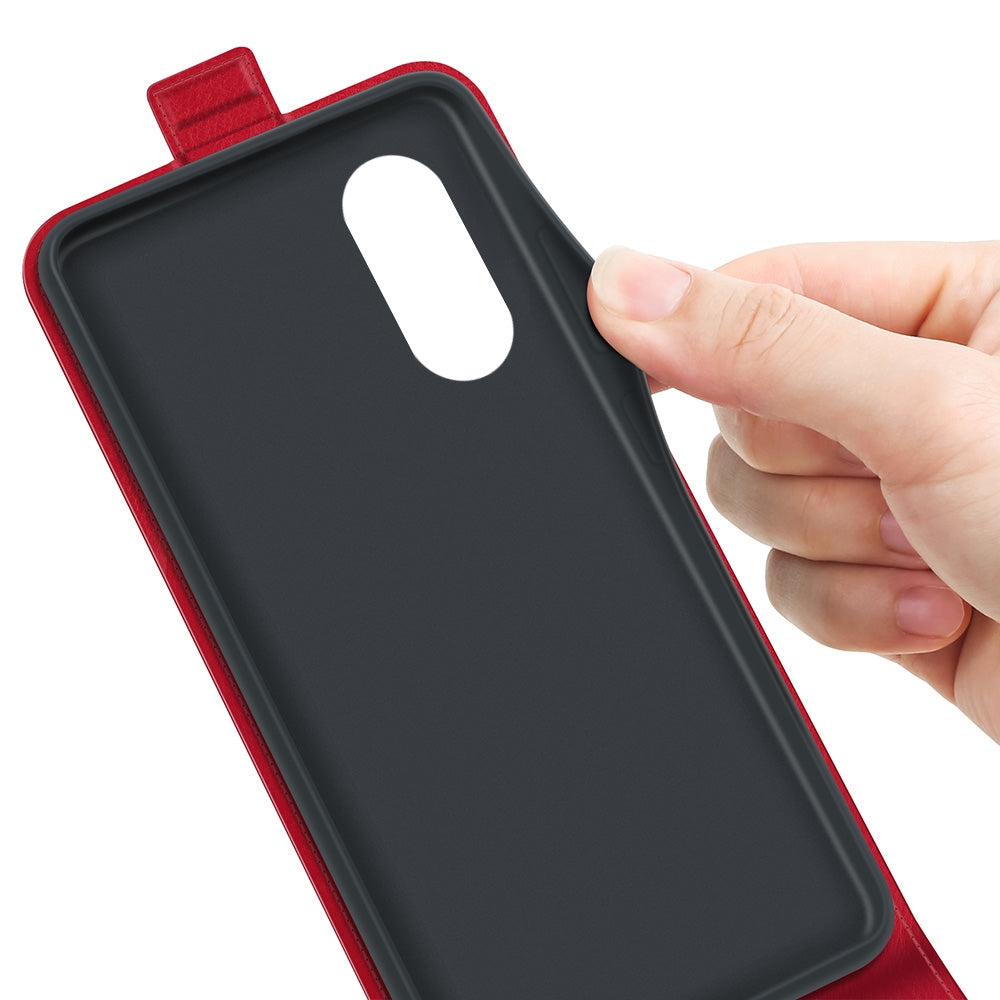 OPPO A58 5G Texture Vertical Flip Leather Wallet Case with Card Slot, PU TPU Shockproof Protective Cover, Anti-Drop Magnetic Folio Phone Case