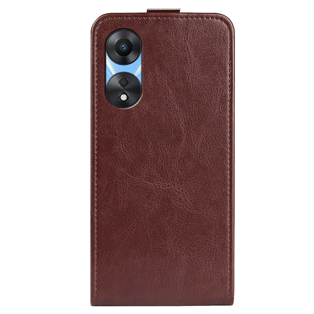 OPPO A58 5G Texture Vertical Flip Leather Wallet Case with Card Slot, PU TPU Shockproof Protective Cover, Anti-Drop Magnetic Folio Phone Case