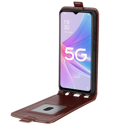 OPPO A58 5G Texture Vertical Flip Leather Wallet Case with Card Slot, PU TPU Shockproof Protective Cover, Anti-Drop Magnetic Folio Phone Case
