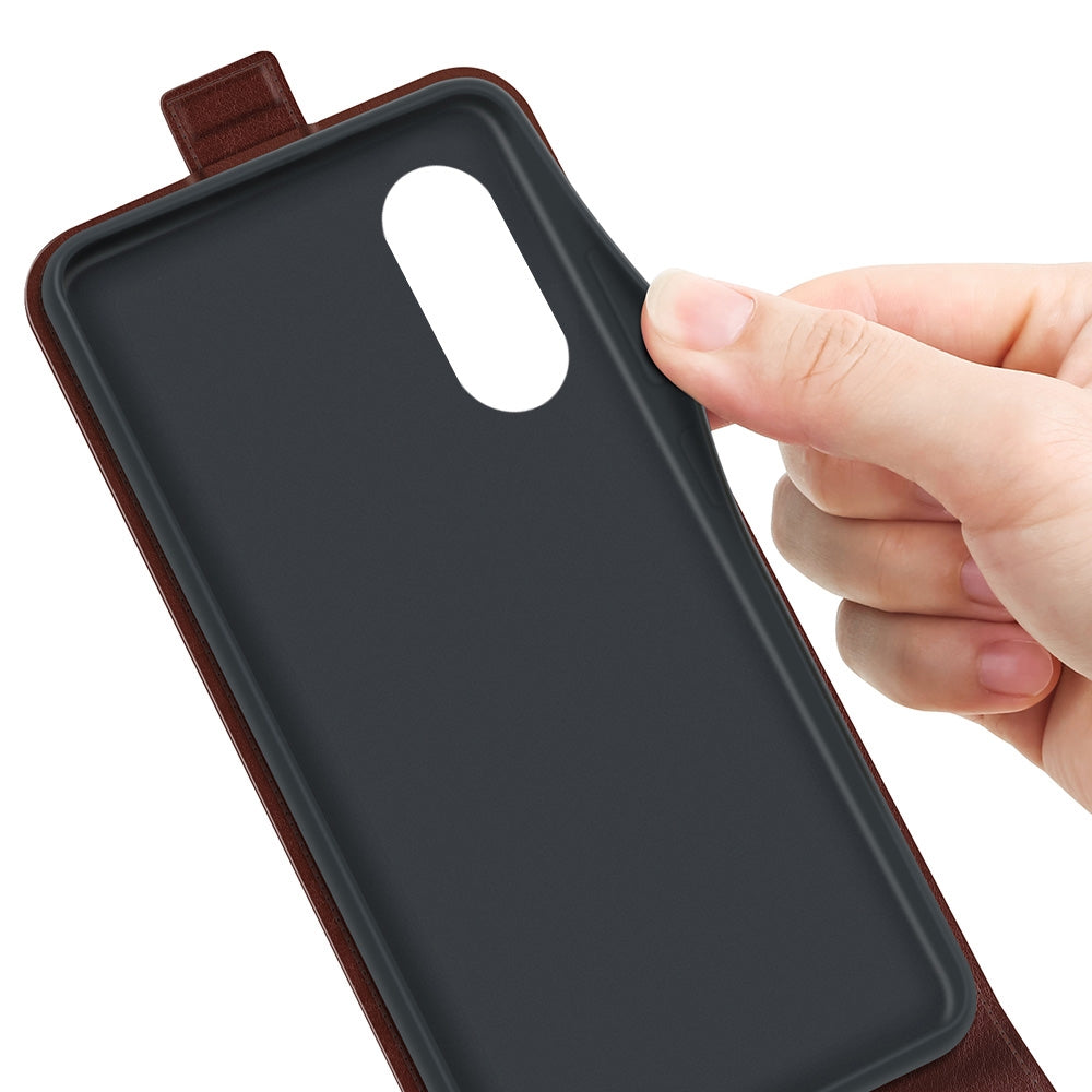 OPPO A58 5G Texture Vertical Flip Leather Wallet Case with Card Slot, PU TPU Shockproof Protective Cover, Anti-Drop Magnetic Folio Phone Case