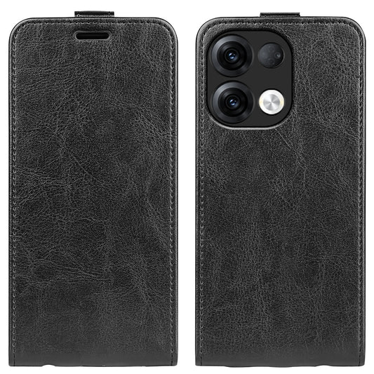 OPPO Reno9 Texture Vertical Flip Leather Wallet Case with Card Slot, PU TPU Shockproof Protective Cover, Anti-Drop Magnetic Folio Phone Case