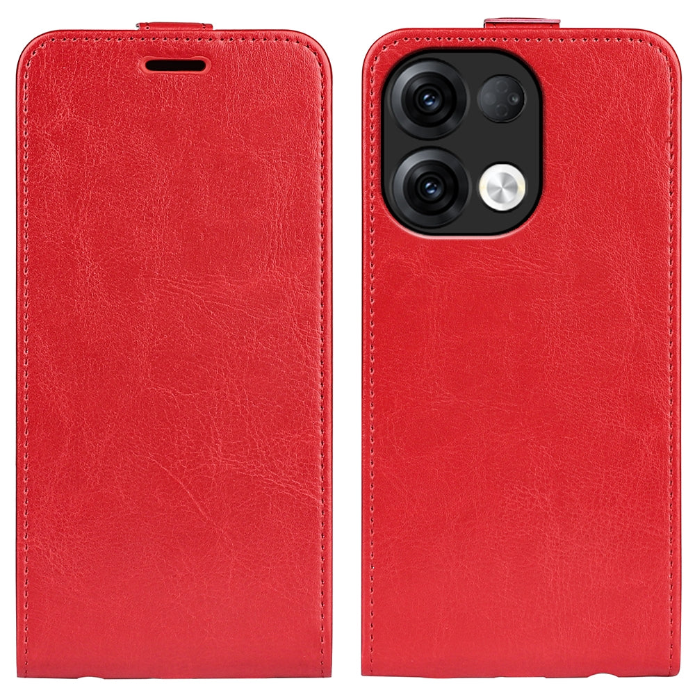 OPPO Reno9 Texture Vertical Flip Leather Wallet Case with Card Slot, PU TPU Shockproof Protective Cover, Anti-Drop Magnetic Folio Phone Case